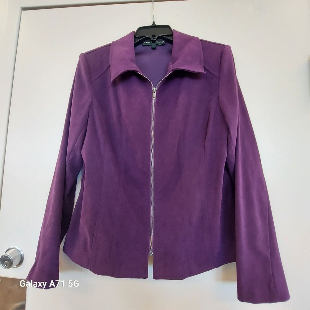 Harve Benard Woman Large Purple Front Zip Blazer